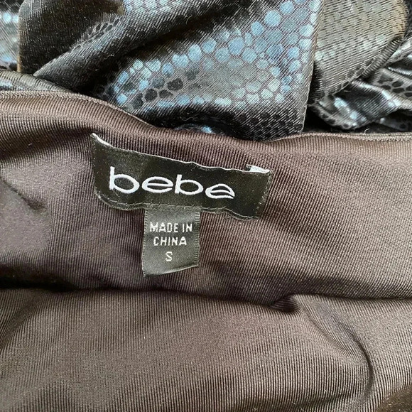 BEBE - Black Textured Cut Out Back Ruching One Shoulder Dress - Picture 8 of 9